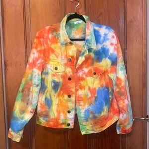 MACYS TYE DIE JEAN JACKET WORN ONCE